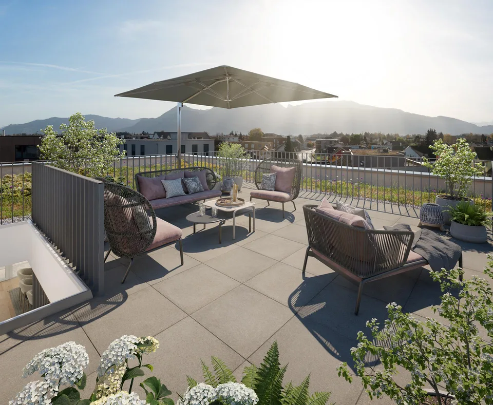 Sonnige Dachterrasse, Weitsicht aus herrlicher 4.5 Zi Attikawohnung