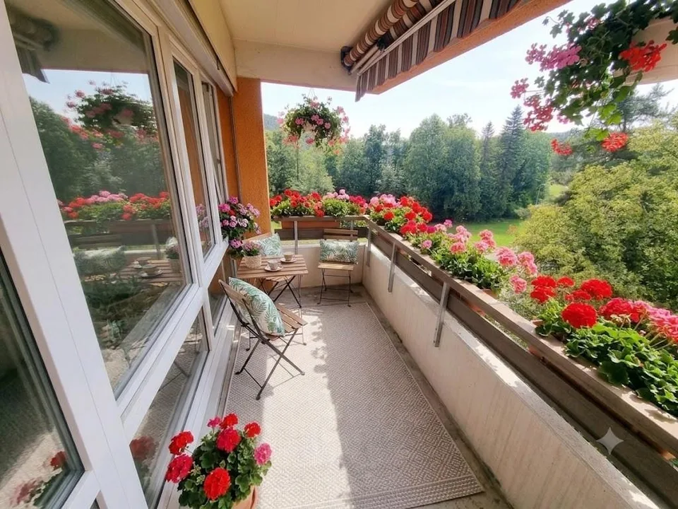 Appartement 1 pièce lumineux fraîchement peint, avec un nouveau sol et un balcon donnant sur la verdure