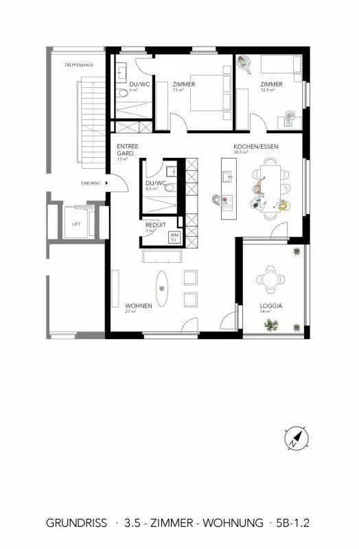 Lichtdurchflutete 3.5-Zimmer-Wohnung im Erstbezug mit Rigi-Panorama...