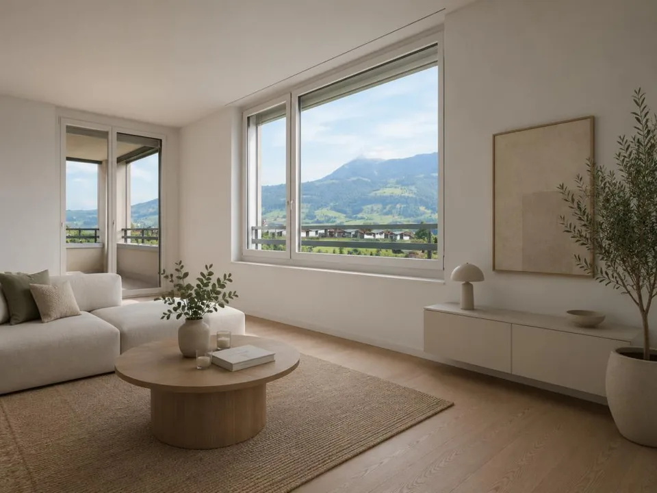 Lichtdurchflutete 3.5-Zimmer-Wohnung im Erstbezug mit Rigi-Panorama...