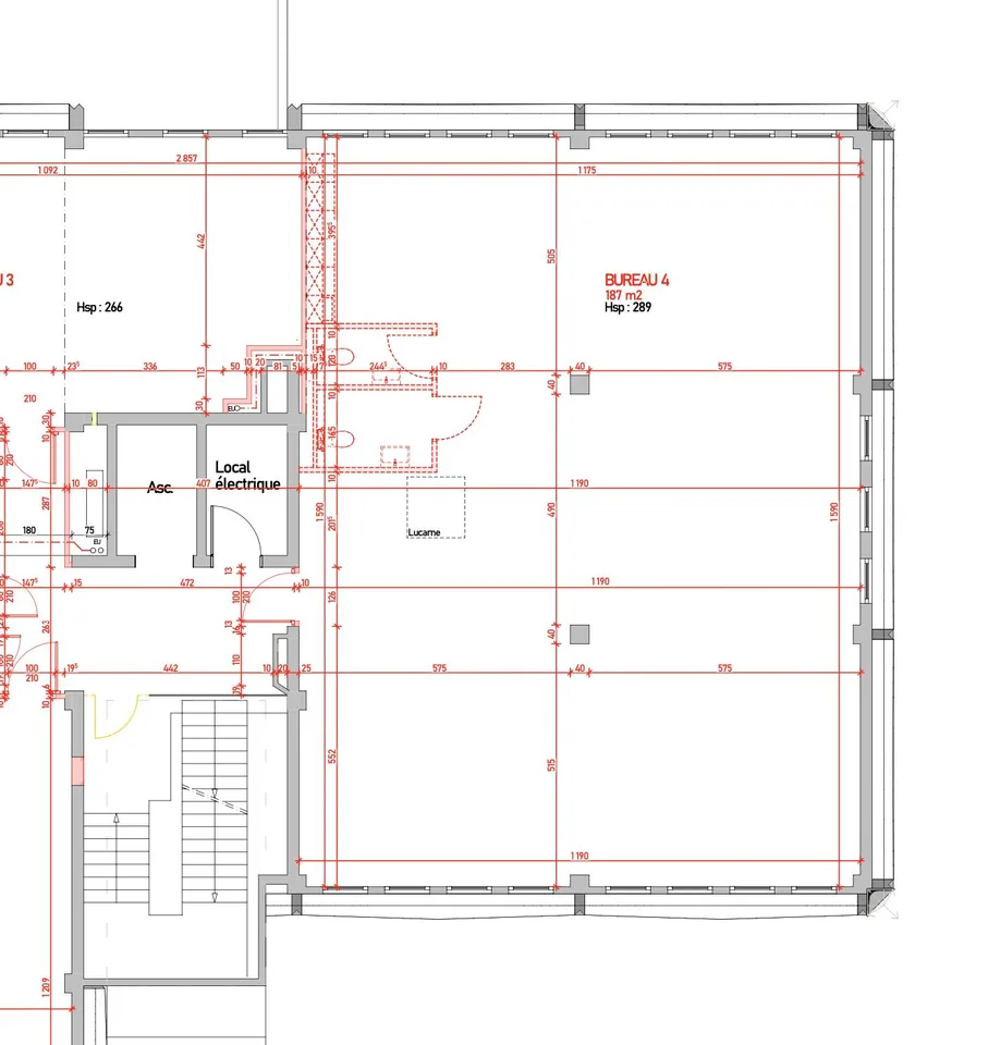 Surface de 187 m2 brute