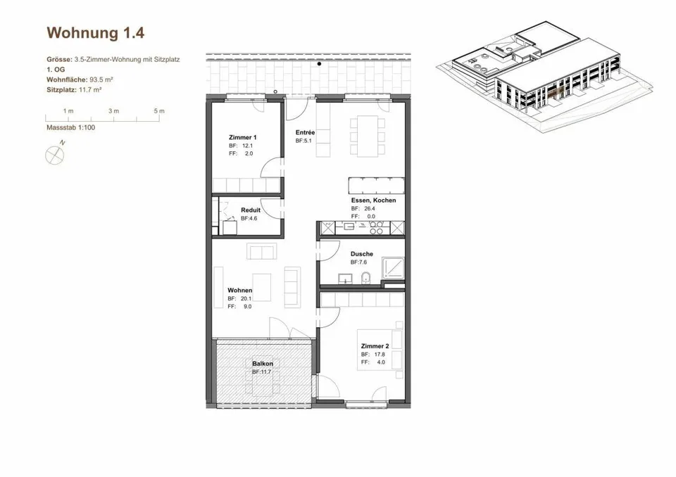 4.5-Zimmer-Attikawohnung mit 195 m² Terrasse und Weitsicht