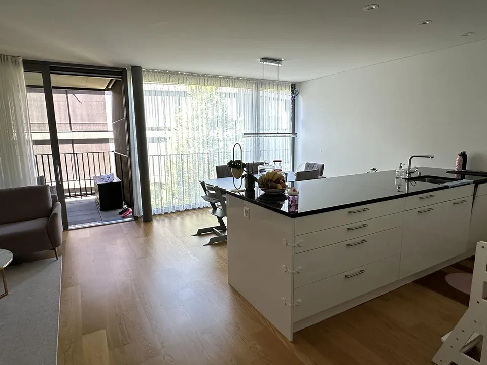 Moderne 3,5 Zimmer Wohnung mit Südwest-Balkon nahe Stadt und Rhein
