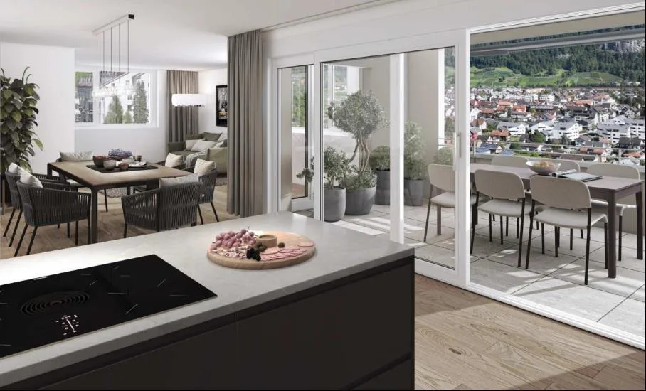4 1/2-Zimmer Wohnung mit Aussicht in die Berge in Mels