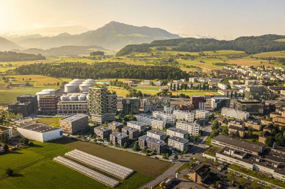 Gartenhochhaus Aglaya, Suurstoffi-Areal in Rotkreuz: Ein Arbeitspla...