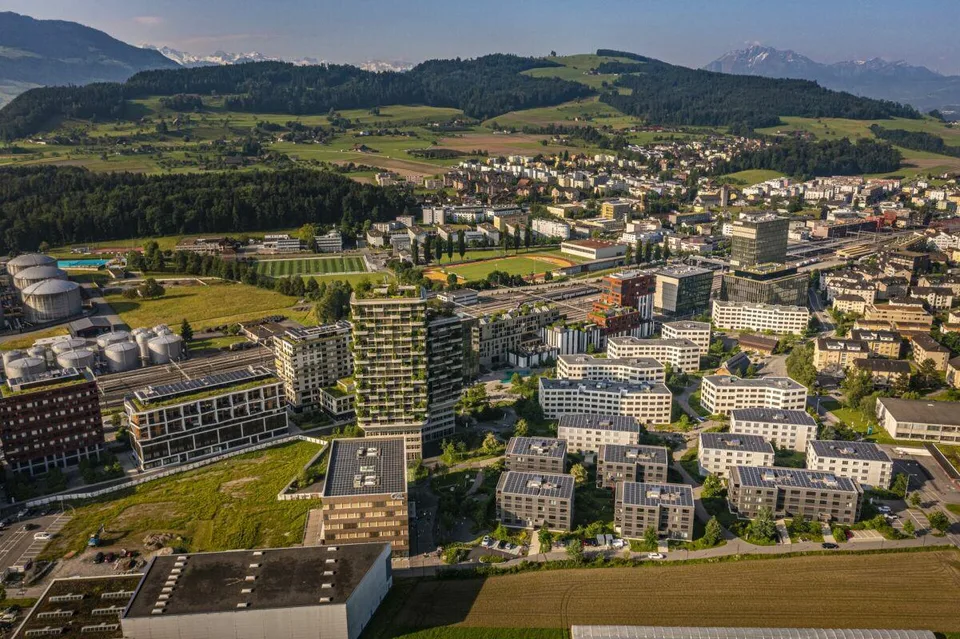Gartenhochhaus Aglaya, Suurstoffi-Areal in Rotkreuz: Ein Arbeitspla...