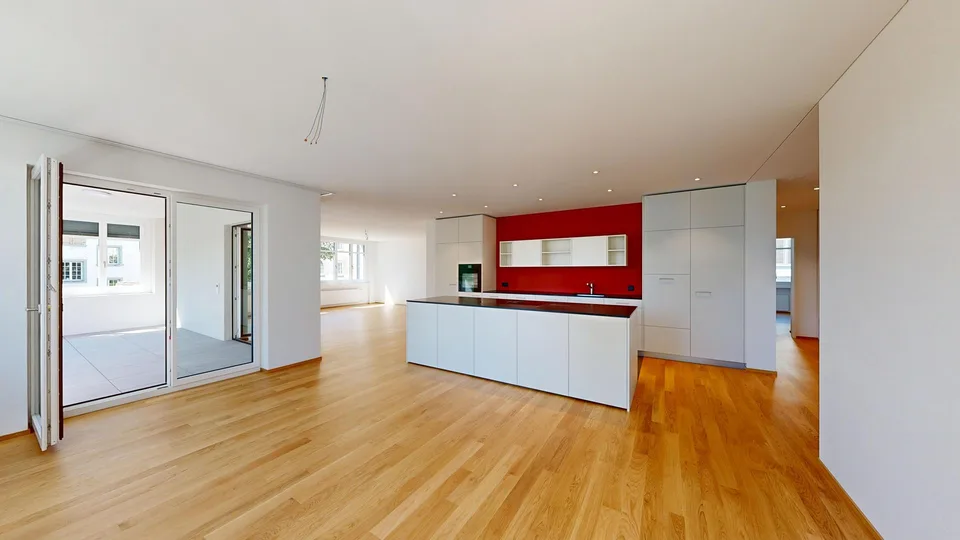 Moderne Wohnung mit Blick in den Rosengarten