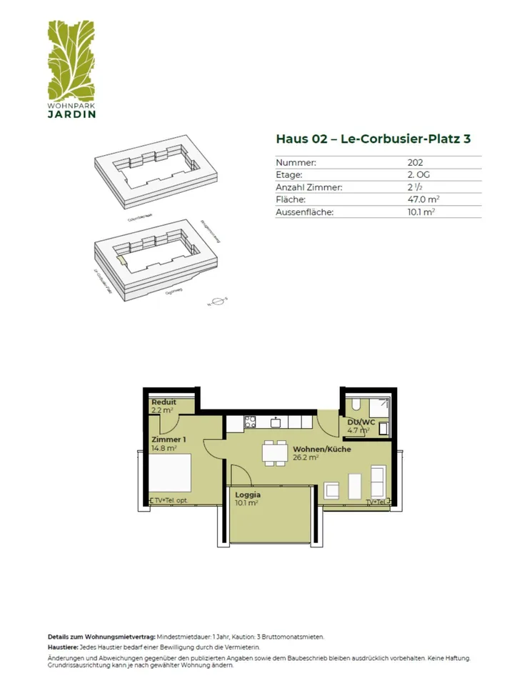 Schöne, helle 2 1/2 Zimmer Wohnung  im Wohnpark-Jardin Bern Brünnen