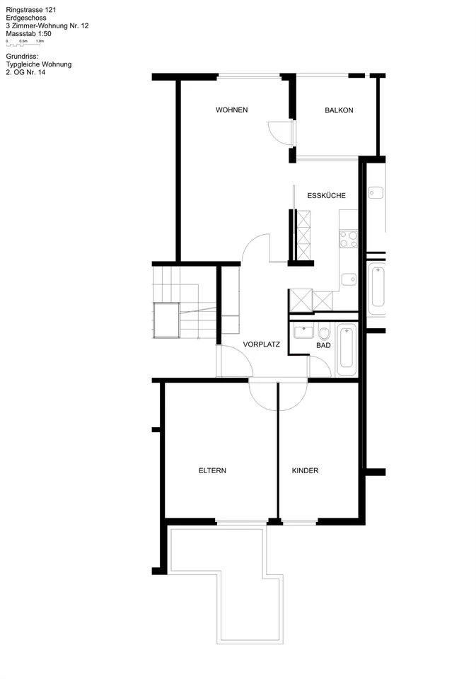 3.0 Zimmerwohnung in ruhiger Ueberbauung im Grünen – Foto 7 von 7