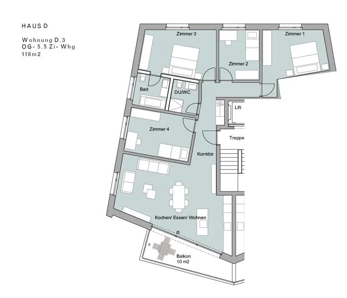 Grosse moderne Wohnung mit Weitsicht