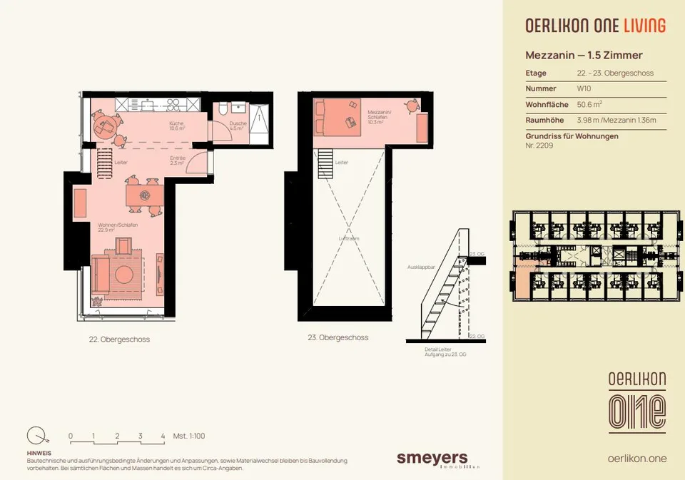 Moderne 1.5 Zimmer Mezzanine mit Panoramaweitsicht