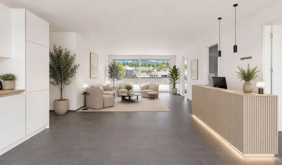 Erstbezug: Moderne Büro-/Praxisfläche mit Terrasse und Pilatusblick