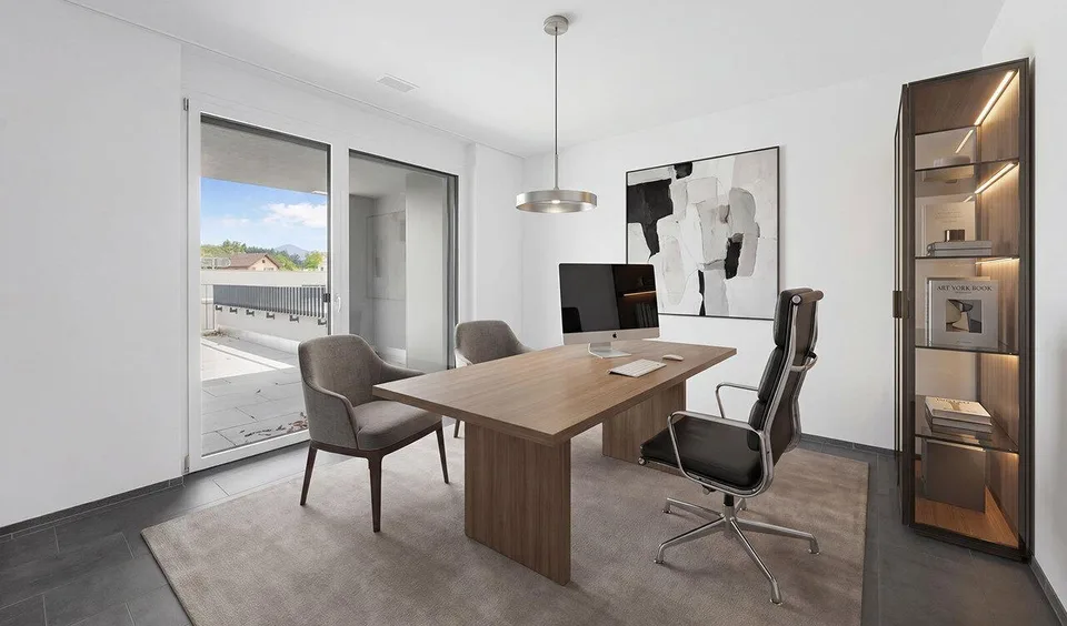 Erstbezug: Moderne Büro-/Praxisfläche mit Terrasse und Pilatusblick