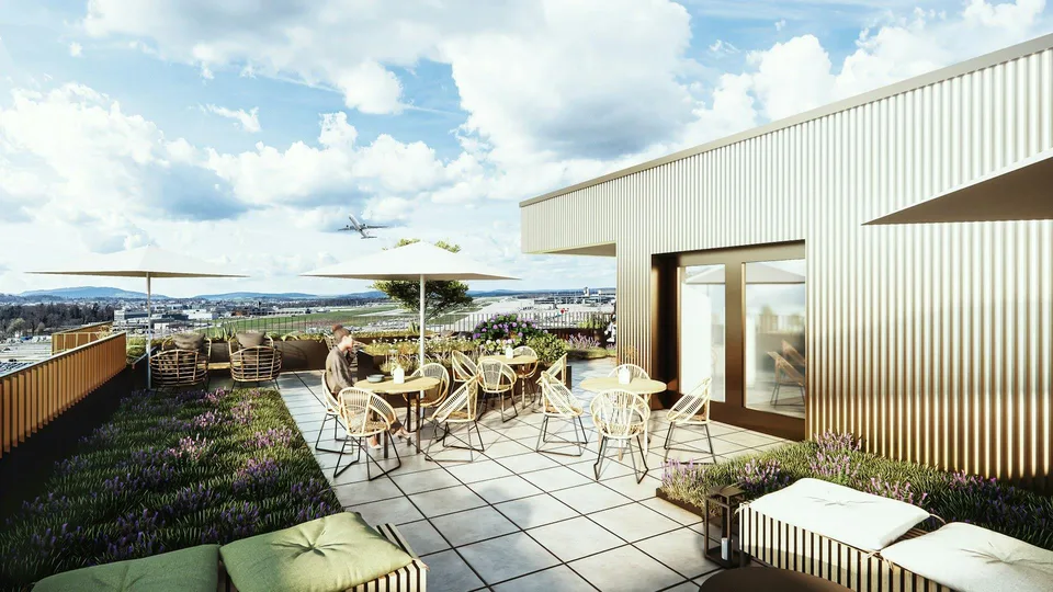 500 m2 neuwertige, gekühlte Bürofläche mit direktem Blick aufs Flug...