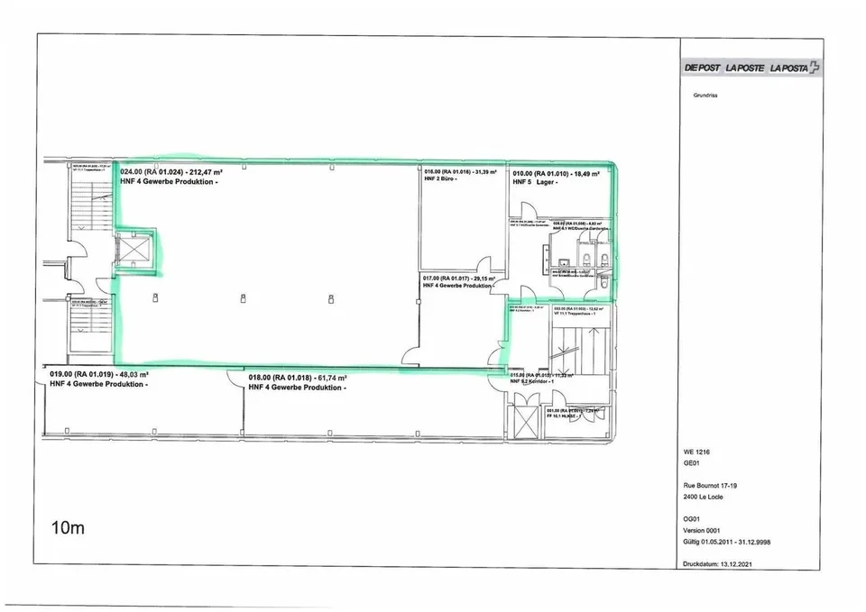 Surface administrative d'env. 290m2 à louer au 1er étage au Locle