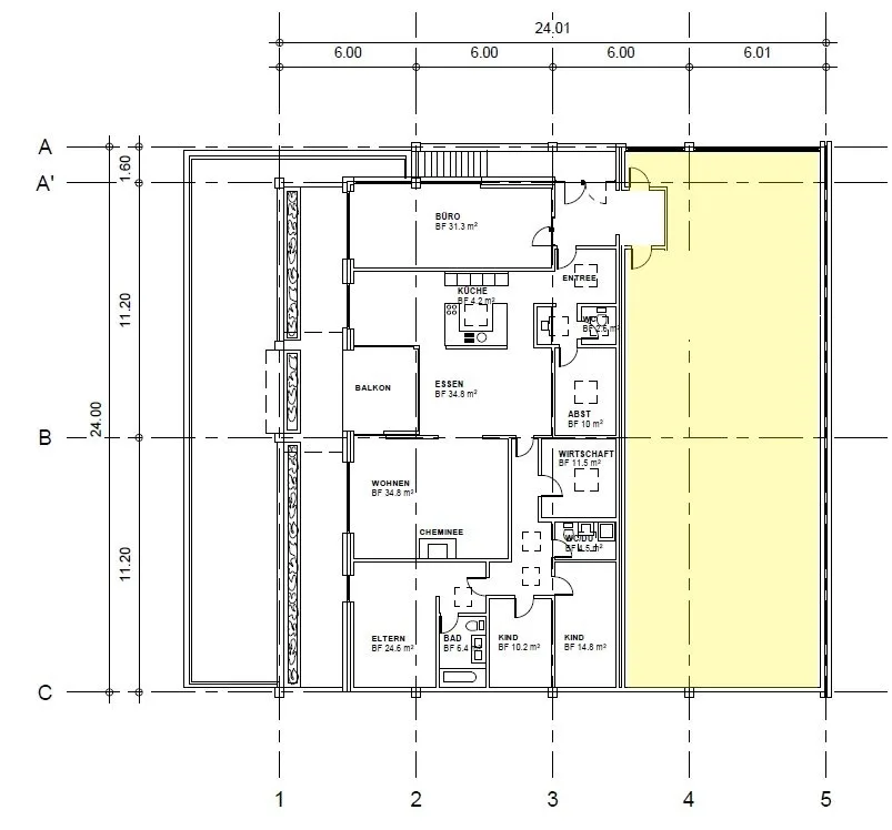 Gewerbe- Bürofläche an zentraler Lage (Rohbau)