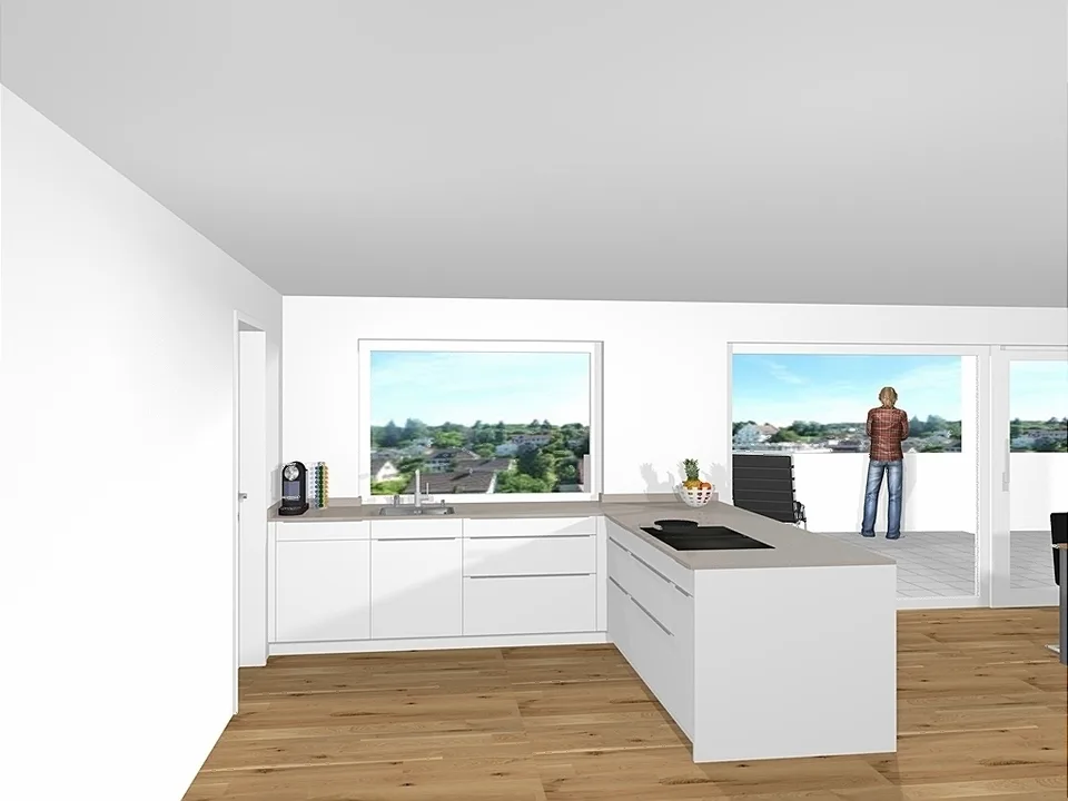 Attika West mitten im Grünen: 131m2 netto + 90m2 umlaufende Terrasse