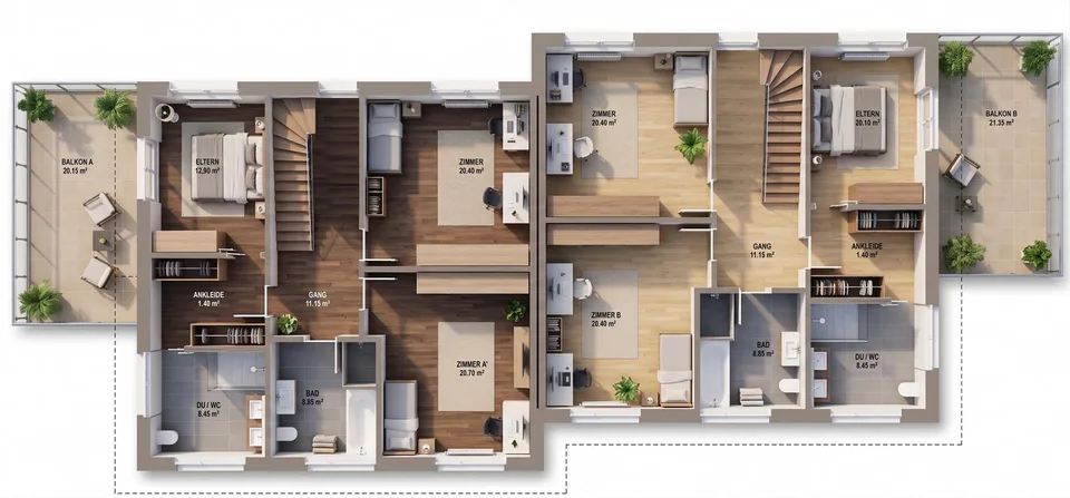Neubau grosszügiger Doppeleinfamilienhäuser