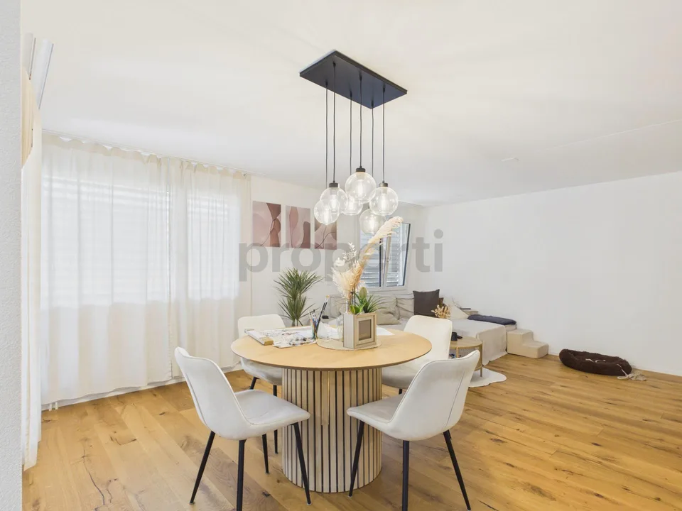 Appartamento ristrutturato di 3.5 locali con area salotto privata in giardino e servizi moderni