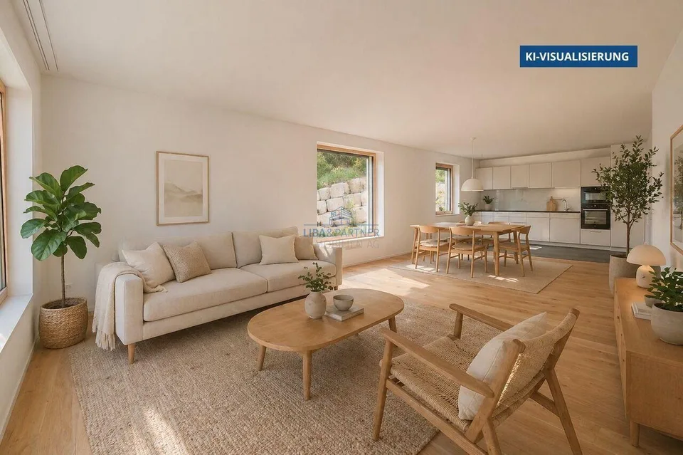Attraktive 3.5-Zimmer-Terrassenwohnung in ruhiger Hanglage mit Rhei...