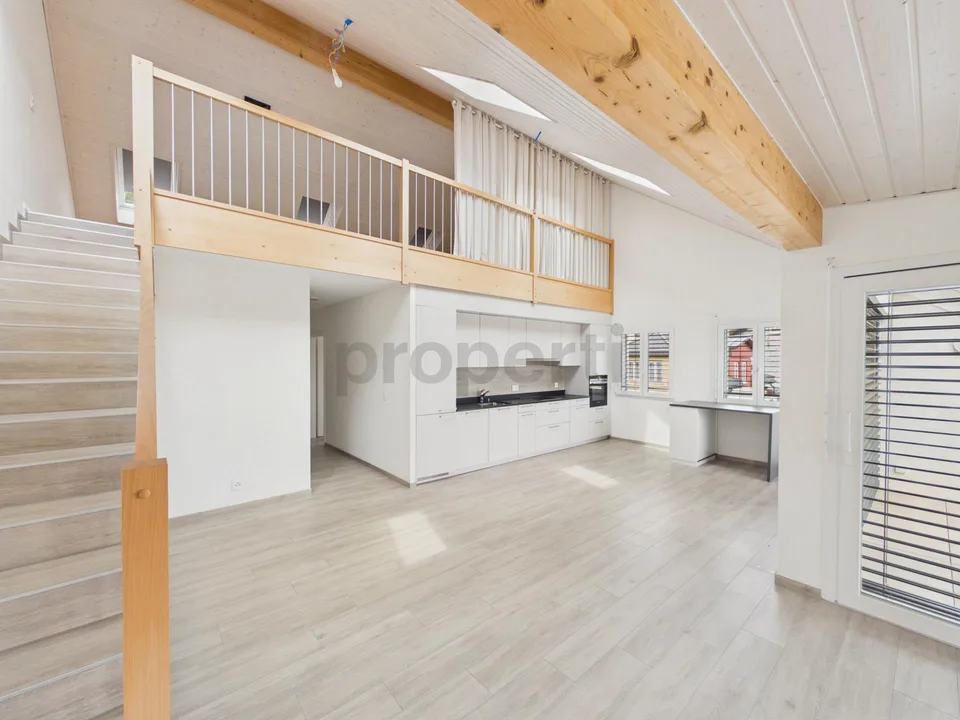 Magnifique attique avec vue superbe, grande mezzanine et transports à proximité immédiate