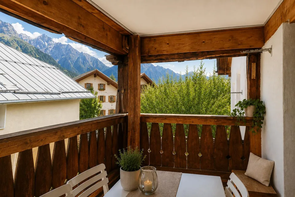 Traditioneller Charme trifft auf Bergpanorama in Sent