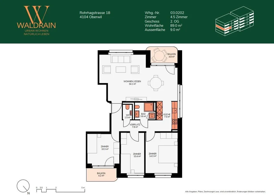 4.5 Zimmerwohnung in Oberwil - Urban wohnen, natürlich leben