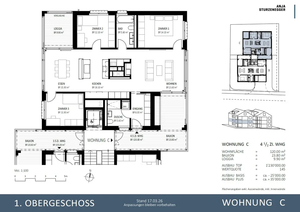 Moderne 4.5-Zimmer-Wohnung mit Einfamlienhaus-Flair
