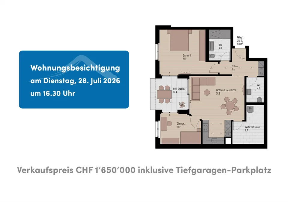 Neubau-Gartenwohnung mit idyllischem Garten in Zürich-Witikon