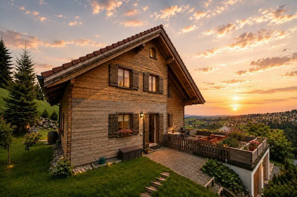 Einzigartiges Vollholzhaus aus Mondholz - gesund wohnen mit Bergsic...