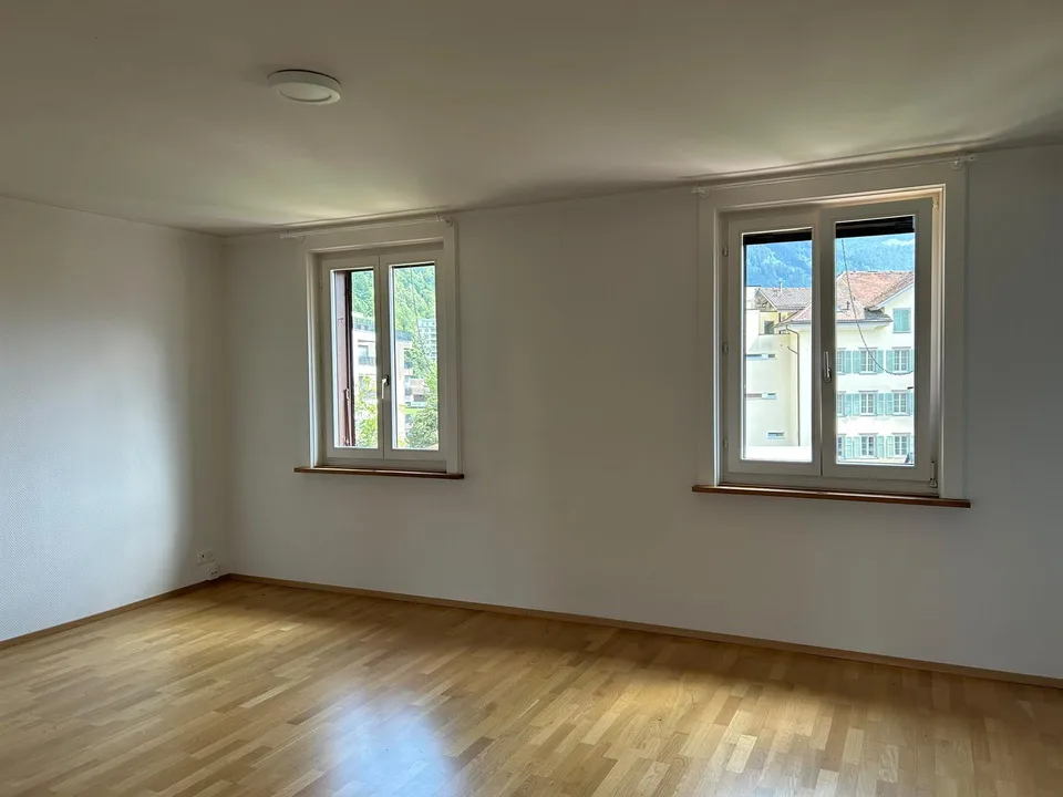 Appartamento centrale di 4 locali con giardino privato, lavatrice propria e attrezzature moderne con VISTA MOZZAFIATO SULLA MONTAGNA Animali domestici ammessi