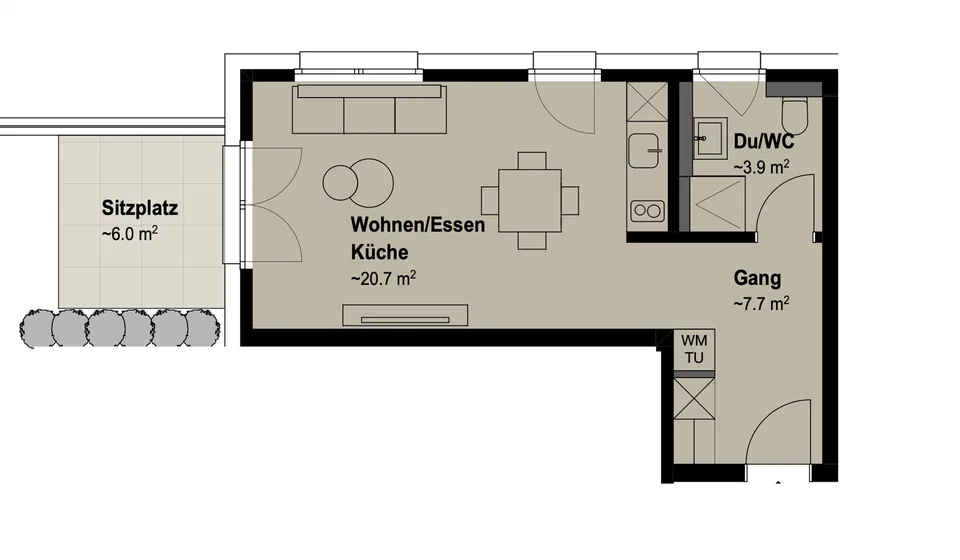 Neubauprojekt – 1.5 Zimmerwohnung/Studio zu vermieten