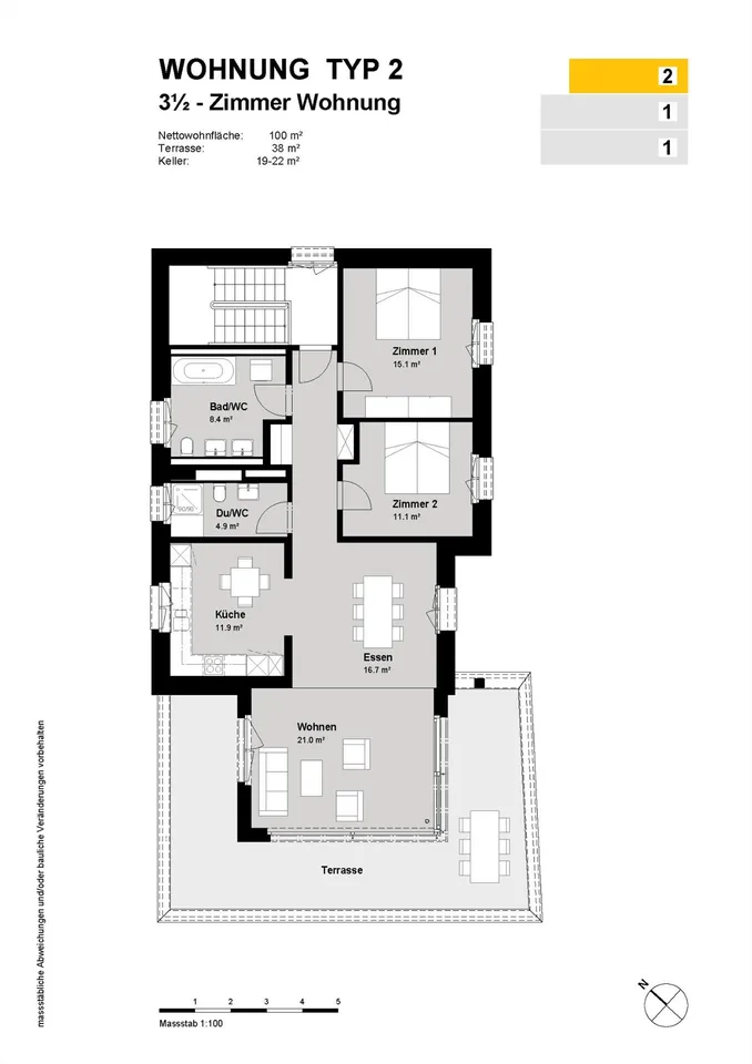 Moderne 3 1/2-Zimmer-Attikawohnung an zentraler Lage in Chur