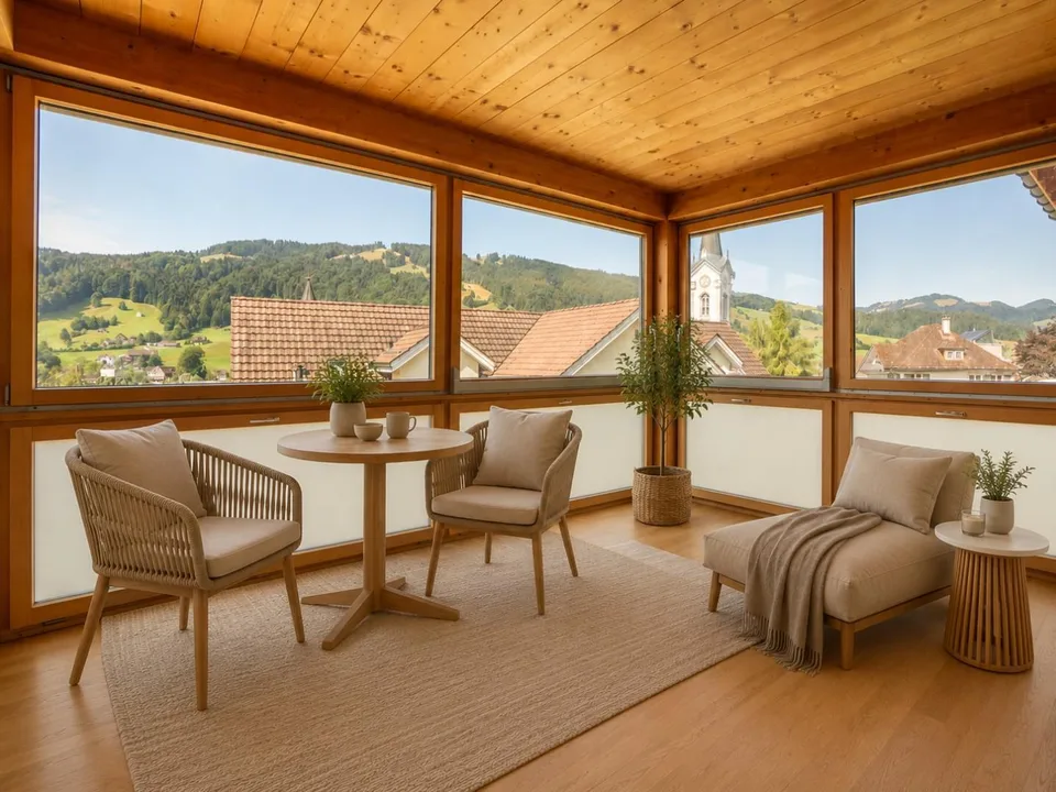Moderne 4.5-Zi. Wohnung mit sonnigem Wintergarten
