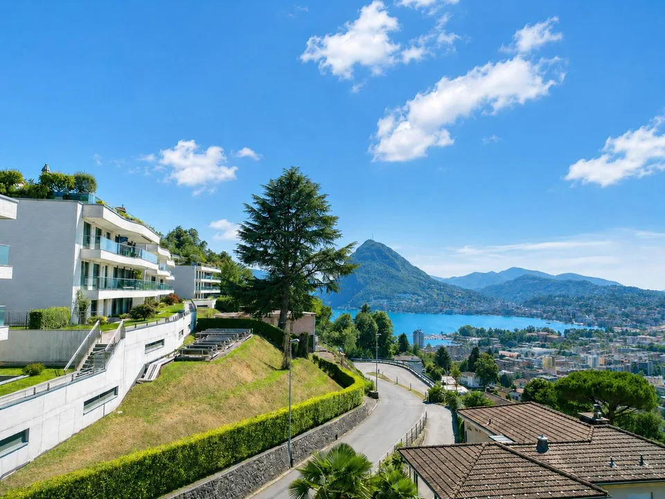 Elegante Appartamento con Terrazza e Vista Panoramica sul Lago e Monti