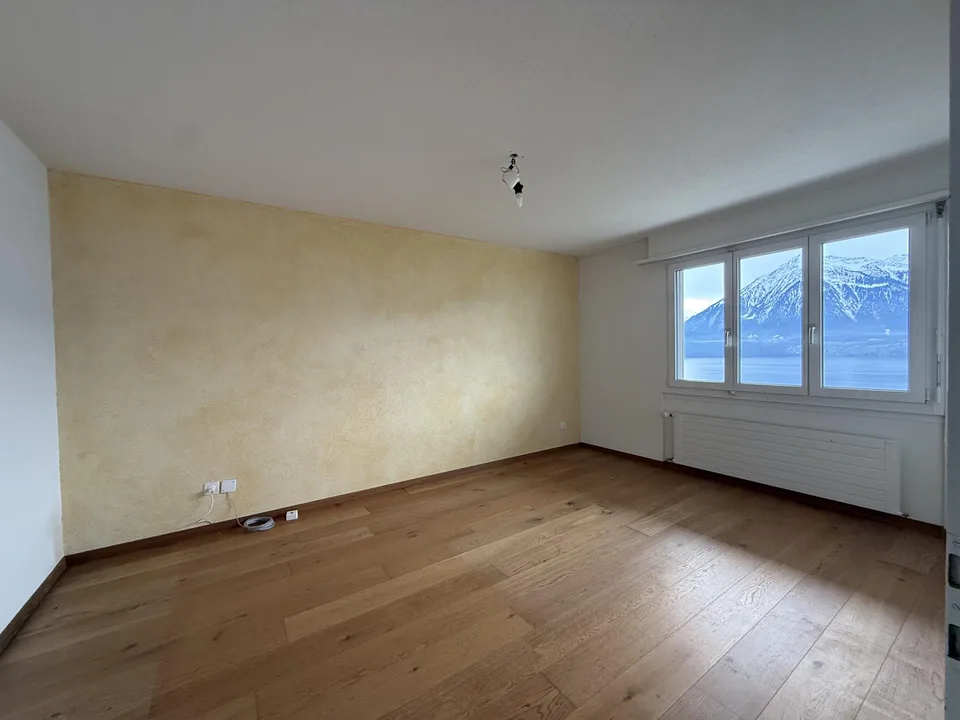 Vista panoramica sul lago di Thun: ampio appartamento di 2,5 locali al piano terra a Oberhofen