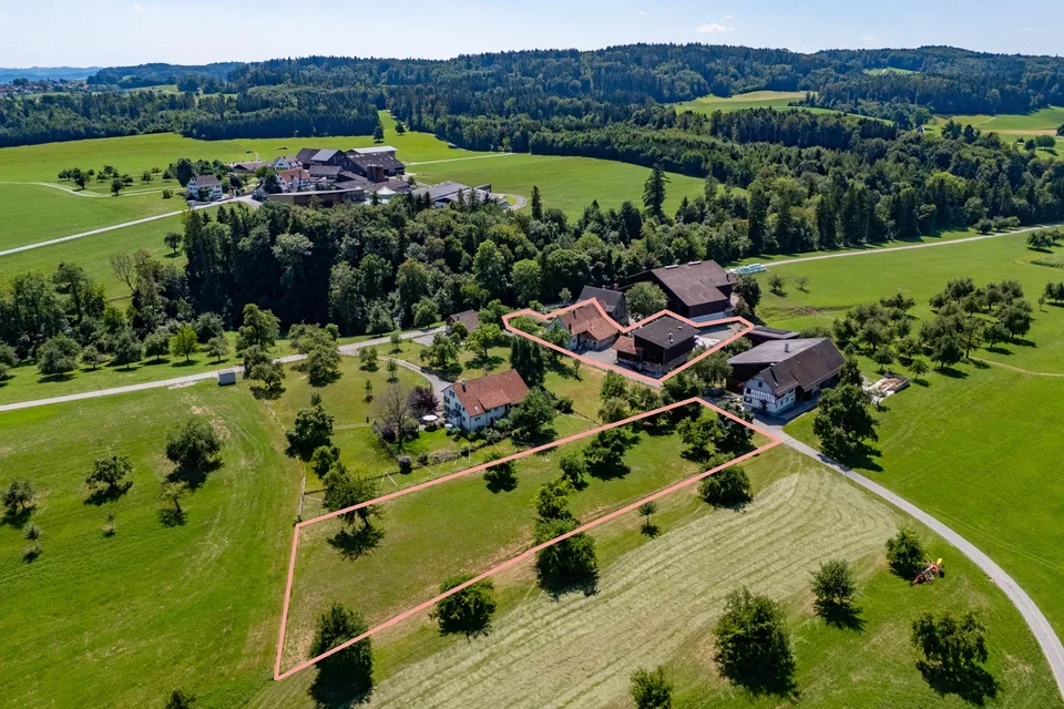Bauernhaus mit Scheune, Stall und Weideparzelle