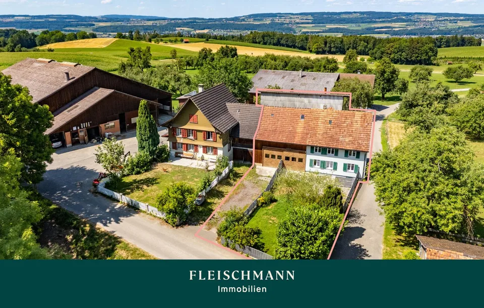 Bauernhaus mit Scheune, Stall und Weideparzelle