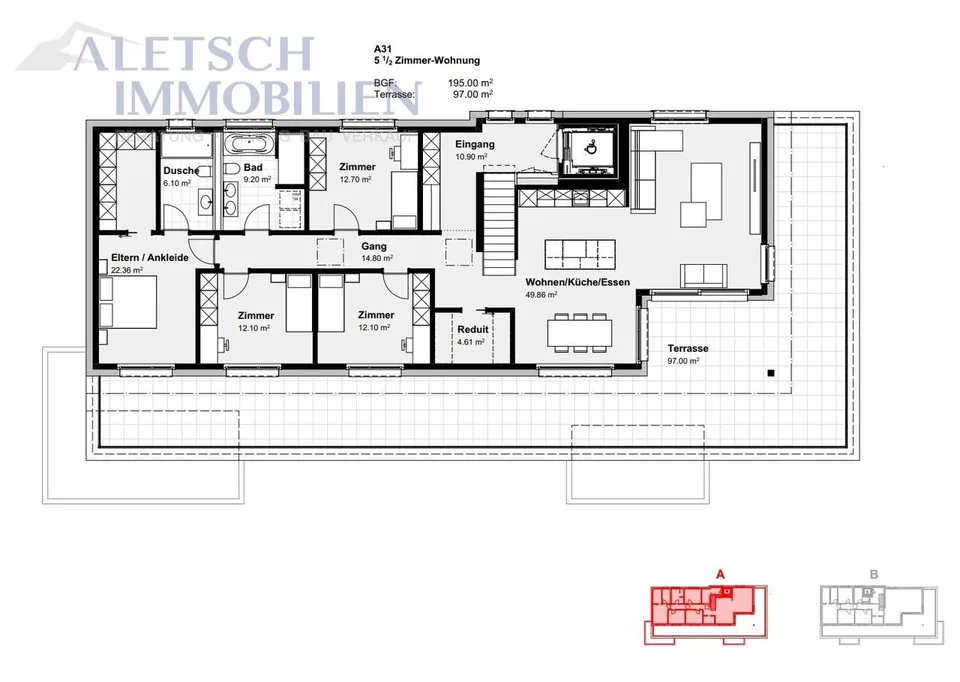 Exklusive Attikawohnung mit 97 m² Terrasse – Foto 7 von 7