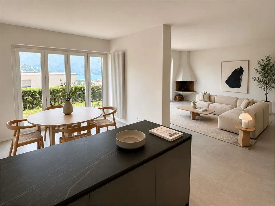 Ampio appartamento con giardino privato e vista lago a Massagno