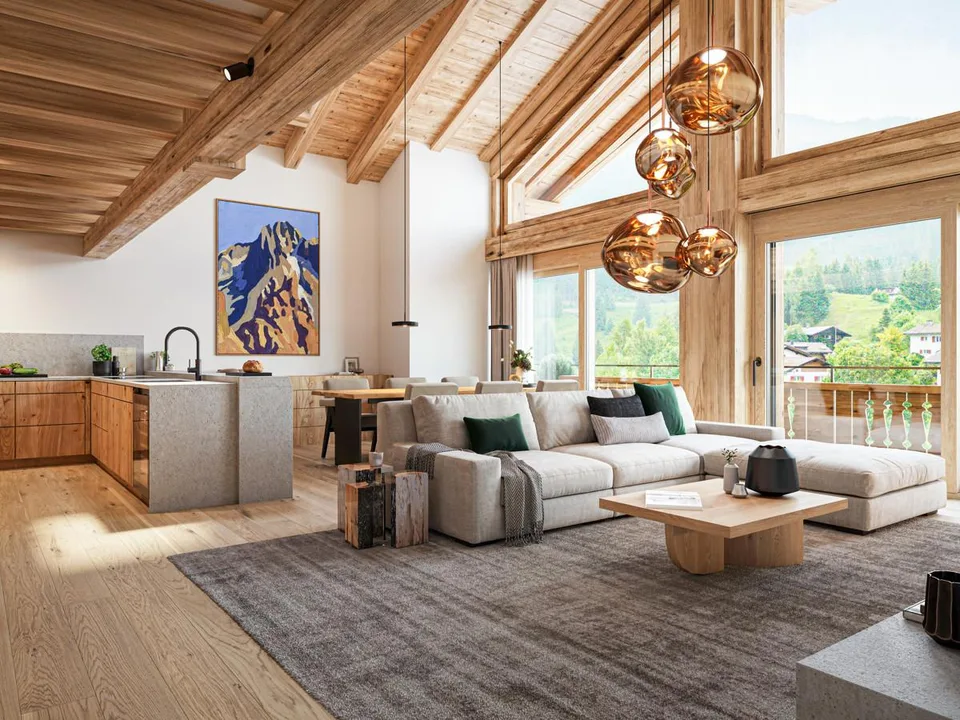 Klosters: Neubau Dachmaisonette mit edlem Interieur und Aussicht