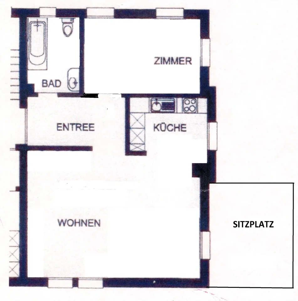 Grosse 2.5 Zi-Wohnung mit Sitzplatz im Lachenquartier