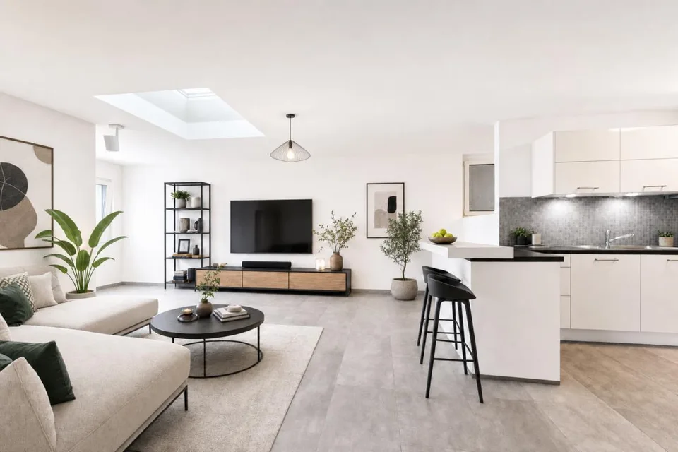 moderne Wohnung mit wundervoller Terrasse und Carport für zwei Fahr...