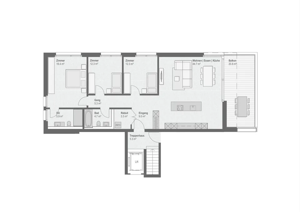 4.5 Zimmer Attikawohnung in Willisau – Foto 7 von 9
