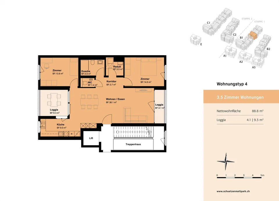 Komfortable 3.5 Zimmer Eigentumswohnung mit praktischer ruhigen Loggia