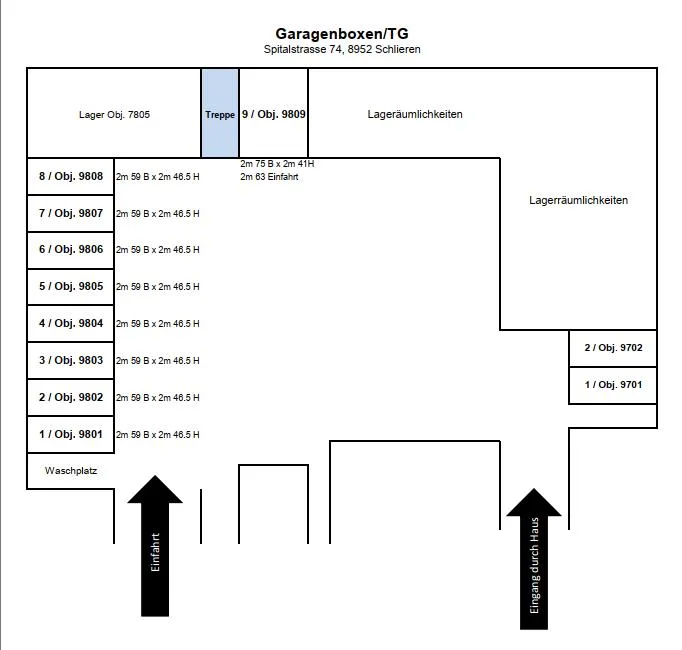 Garagenboxen an zentraler Lage in Schlieren zu vermieten