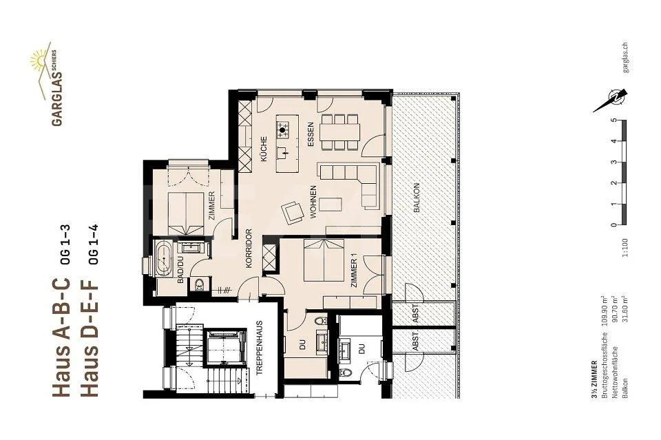 Nachhaltiges Wohnen Garglas.ch - 3½-Zimmer-Wohnung F8 mit Anteil an...
