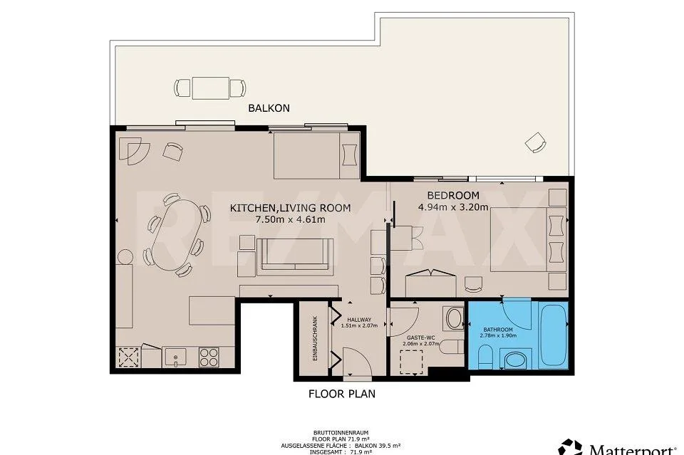 Moderne 2.5-Zimmer-Attika-Wohnung mit grosser Sonnenterrasse und Weitsicht