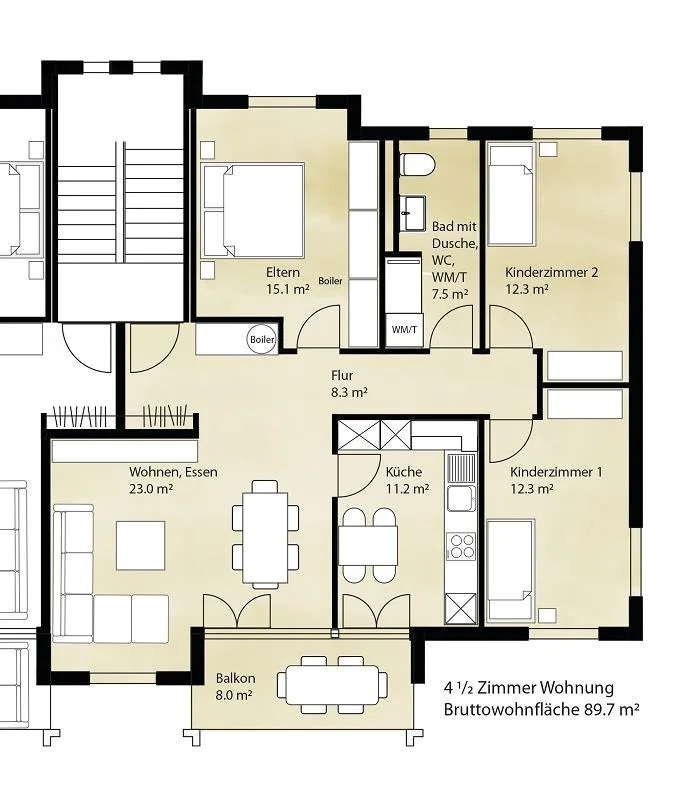 gemütliche 4.5-Zimmerwohnung an ruhiger Lage