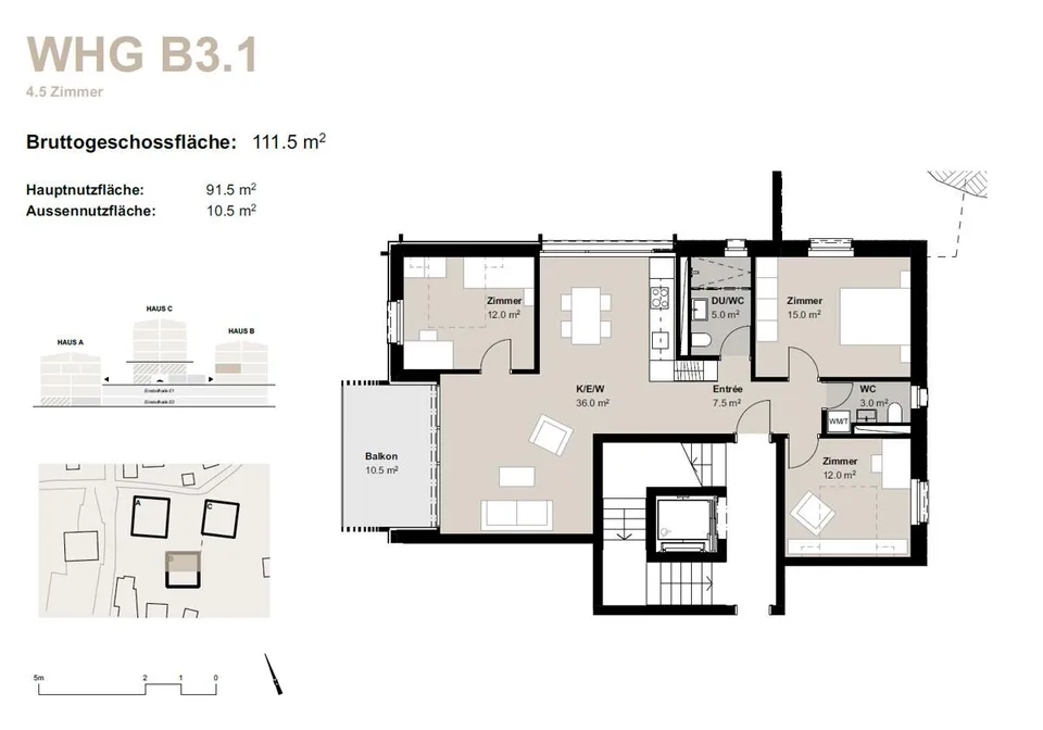 4.5-Zimmerwohnung zur Miete (Erstbezug): Neubau Hasol im Zentrum vo...